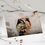 Simple Elegant Modern Wedding Photo Thank You Card<br><div class="desc">This budget flat wedding thank you card features your full wedding photo,  with elegant type overlay. Customise your special wedding thank you on the inside,  or remove it to leave the back blank for your handwritten message of thanks.</div>