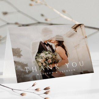 Simple Elegant Modern Wedding Photo Thank You Card