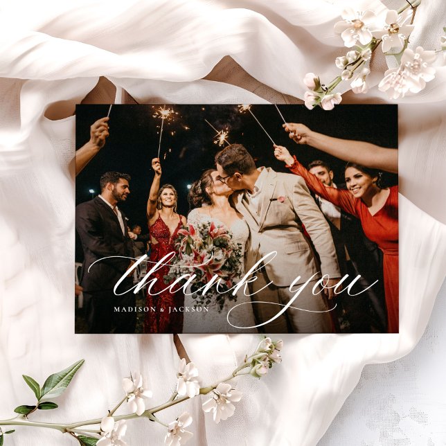 Simple Elegant Modern Wedding Photo Thank You Card (Creator Uploaded)