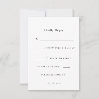 Simple Elegant Modern Wedding RSVP Card