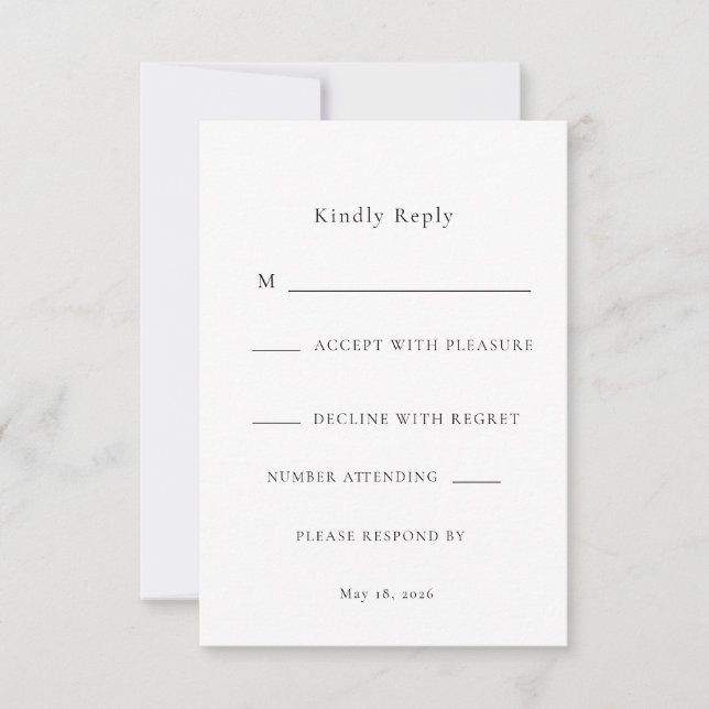 Simple Elegant Modern Wedding  RSVP Card (Front)