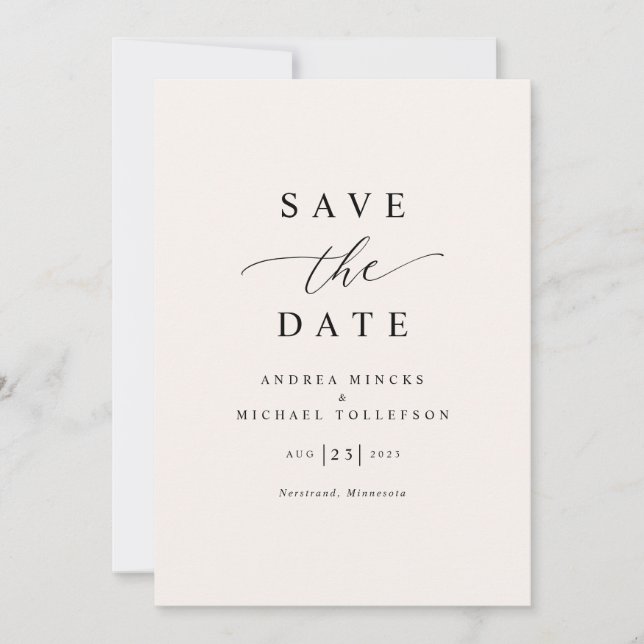 Simple Elegant Modern Wedding Save The Date (Front)