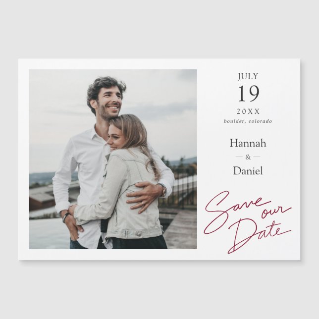 Simple Elegant Modern Wedding Save the Date Photo Magnetic Invitation (Front)