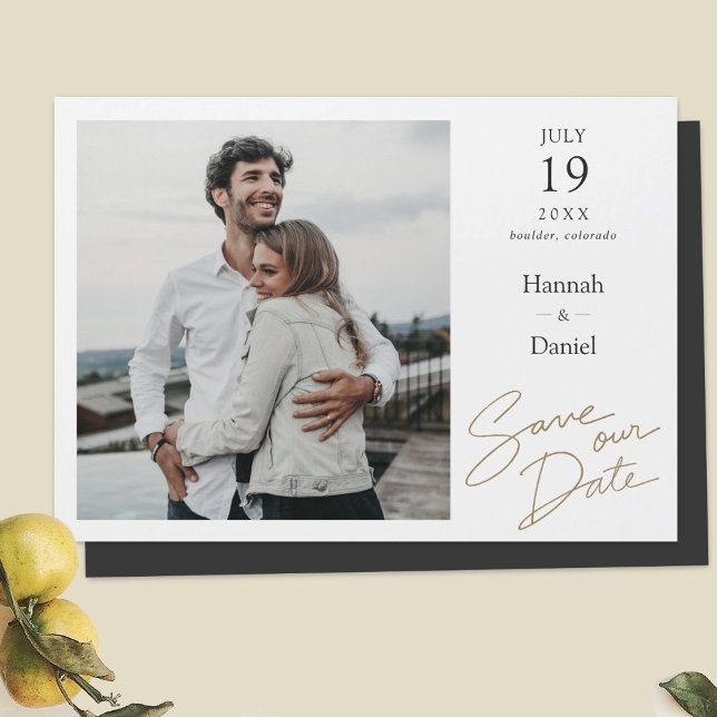 Simple Elegant Modern Wedding Save the Date Photo Magnetic Invitation (Creator Uploaded)