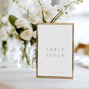 Simple Elegant Modern Wedding Table Number