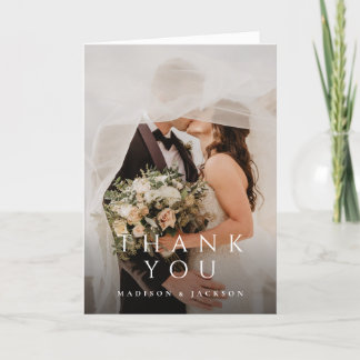 Simple Elegant Modern Wedding Vertical Photo Thank You Card