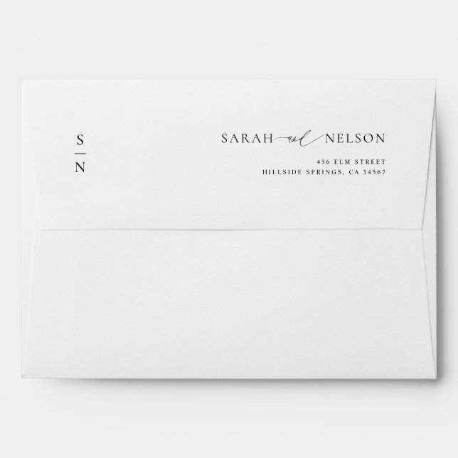 Simple Elegant Monogram A7 5x7 Wedding Invitation Envelope (Back (Top Flap))