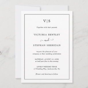 Simple Elegant Monogram All In One Wedding Invitation