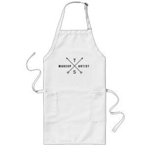 Simple Elegant Monogram  Black and White Long Apron