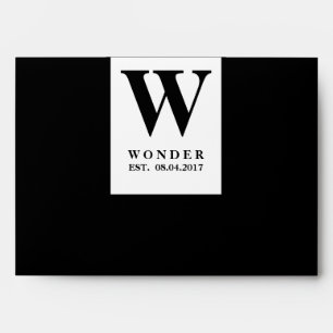 Simple Elegant Monogram black minimalist Wedding Envelope