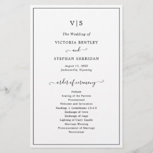 Simple Elegant Monogram Budget Wedding Program Flyer
