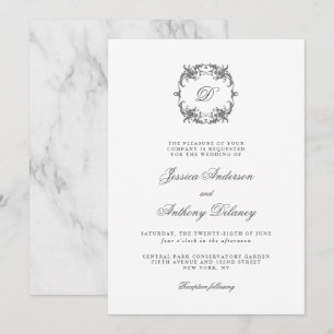 Simple Elegant Monogram Classic Wedding Invitation