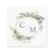 Simple elegant monogram eucalyptus napkins