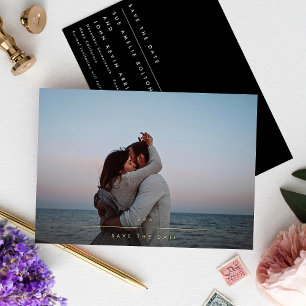Simple Elegant Monogram Gold Photo Save The Date
