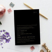 Simple Elegant Monogram Gold Text Wedding on Black