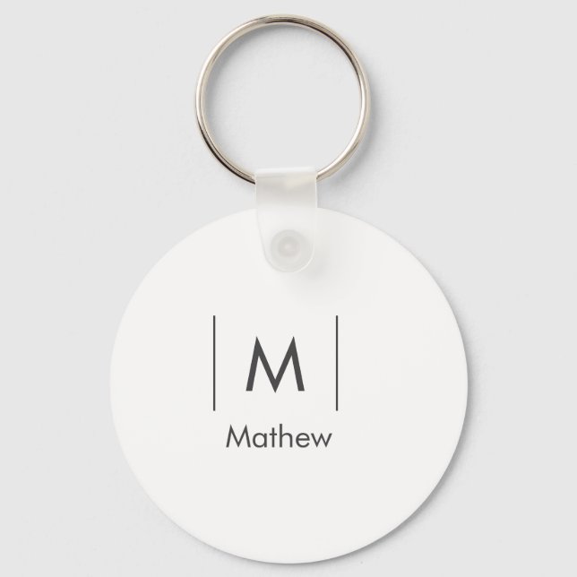 Simple elegant monogram groomsman man lines name  key ring (Front)