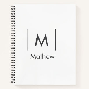 Simple elegant monogram groomsman man lines name notebook