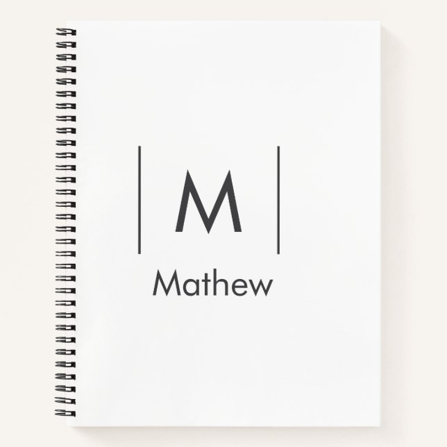 Simple elegant monogram groomsman man lines name  notebook (Front)