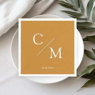 Simple Elegant Monogram Honey Mustard Napkin