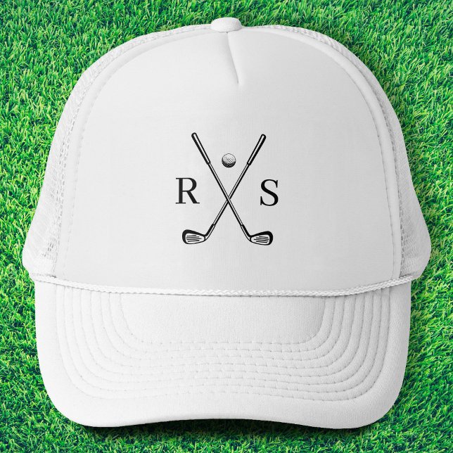 Simple Elegant Monogram Initial Golf Trucker Hat (Creator Uploaded)