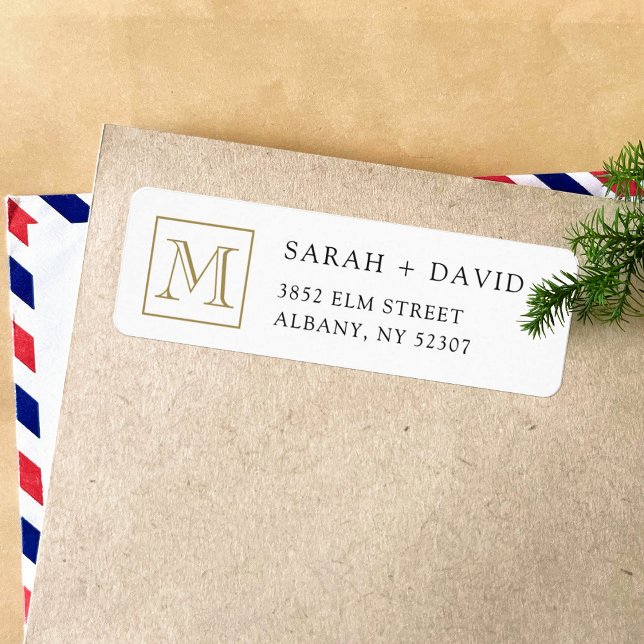 Simple Elegant Monogram Initial Return Address Label (Creator Uploaded)