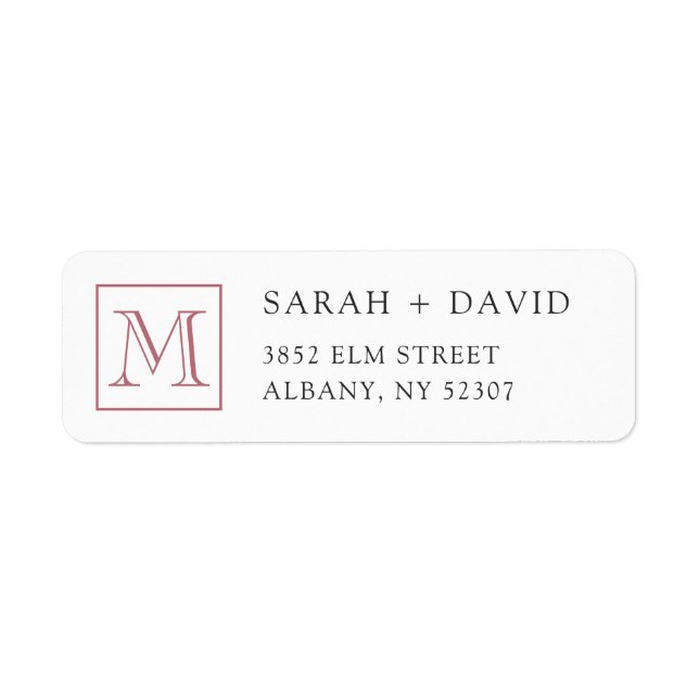 Simple Elegant Monogram Initial Return Address Return Address Label (Front)