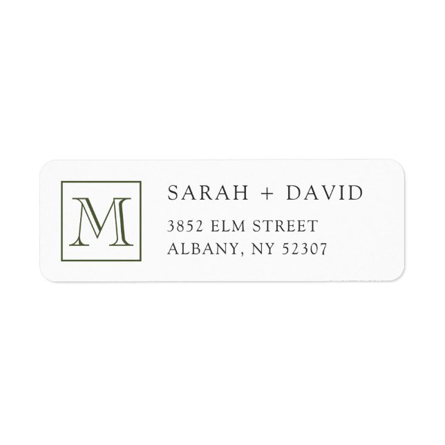 Simple Elegant Monogram Initial Return Address Return Address Label (Front)