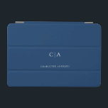 Simple, elegant monogram iPad mini cover<br><div class="desc">Modern,  simple,  elegant monogram ipad,  blue.
Just edit your product in a few minutes. You can change the font/size/colour and position using "further personalise".</div>