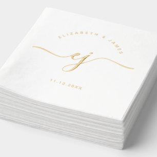 Simple Elegant Monogram Minimalist Wedding Foil Napkins