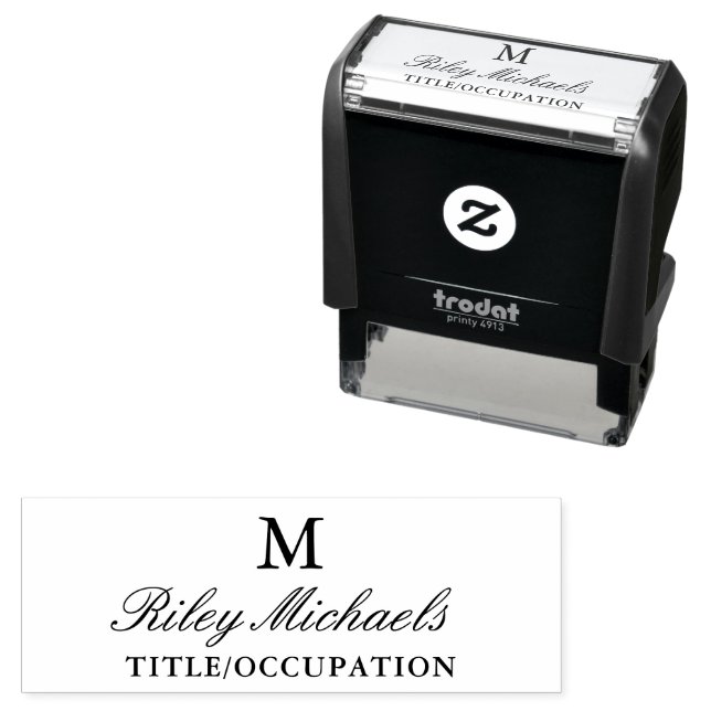 Simple Elegant Monogram Name Title Self-inking Stamp (In Situ)