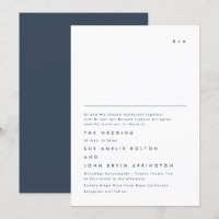 Simple Elegant Monogram Navy Blue White Wedding