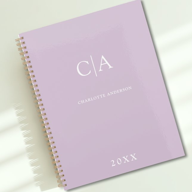 Simple, elegant monogram planner (Simple Elegant Monogram Purple Custom Planner with your Name, Initials or Message)
