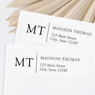 Simple Elegant Monogram Return Address Return Address Label