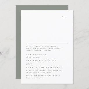 Simple Elegant Monogram Sage Green Wedding Invitation