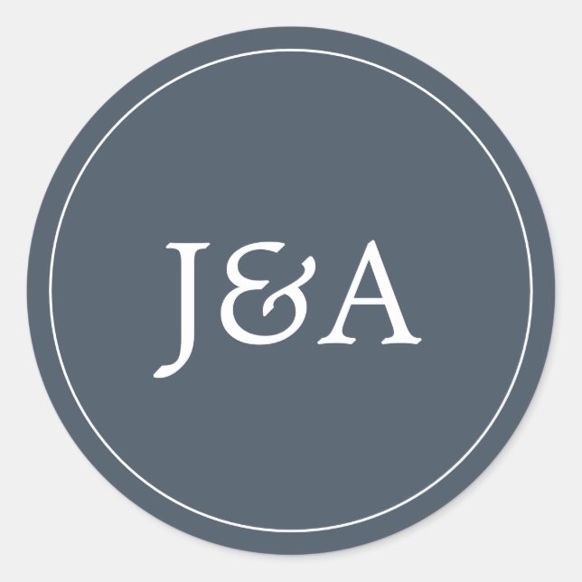 Simple Elegant Monogram Smoky Navy Envelope Seal (Front)