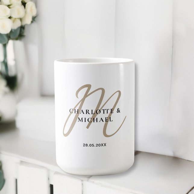 Simple, elegant, monogram wedding coffee mug (Simple, elegant, monogram wedding coffee mug.)