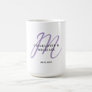 Simple, elegant, monogram wedding coffee mug