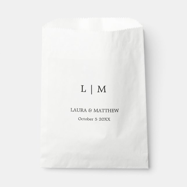 Simple Elegant Monogram Wedding Favour Bag (Front)