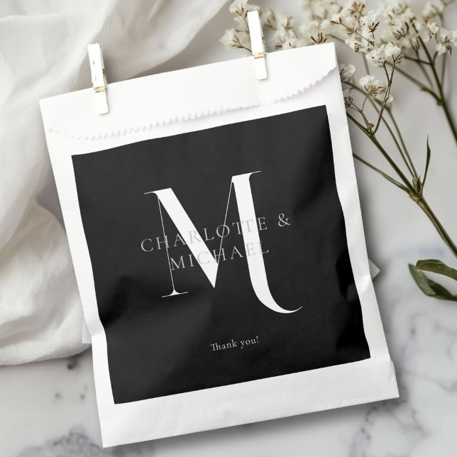 Simple, elegant, monogram wedding  favour bag (Simple, elegant, monogram " Thank You!"  wedding favor bag with your names.)