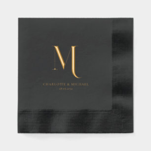 Simple Elegant Monogram Wedding Foil  Napkins