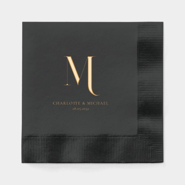 Simple Elegant Monogram Wedding Foil  Napkins (Front)
