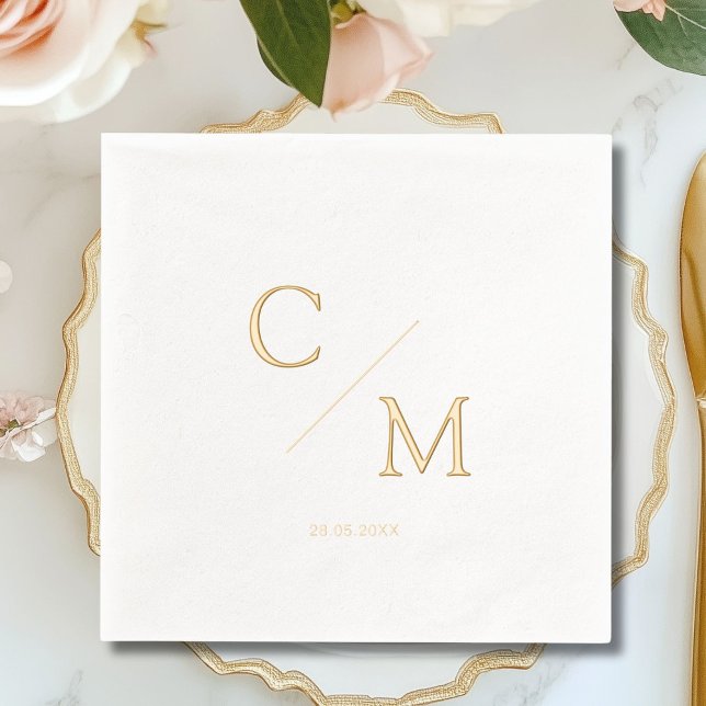 Simple Elegant Monogram Wedding Foil Napkins (Simple Elegant Monogram Wedding Foil Napkins)