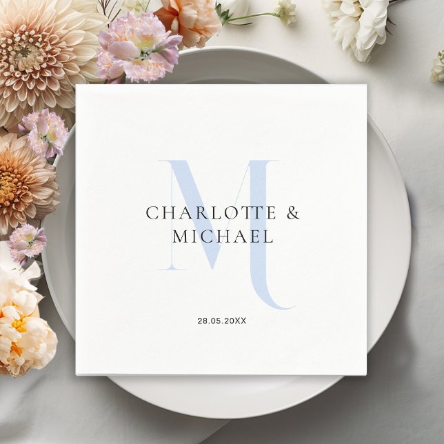 Simple, elegant, monogram wedding napkins (Customer specific, simple, elegant, royal, monogram wedding napkins.)