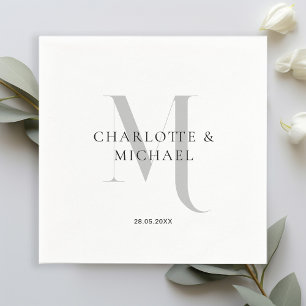 Simple, elegant, monogram wedding napkins