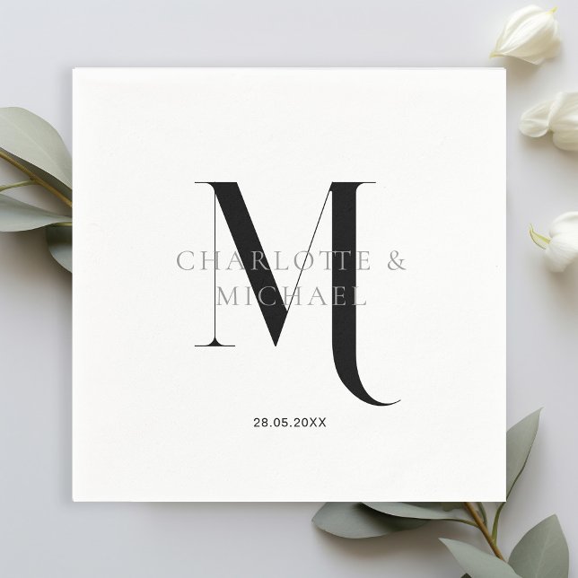 Simple, elegant, monogram wedding napkins (Customer specific, simple, elegant, royal, monogram wedding napkins.)