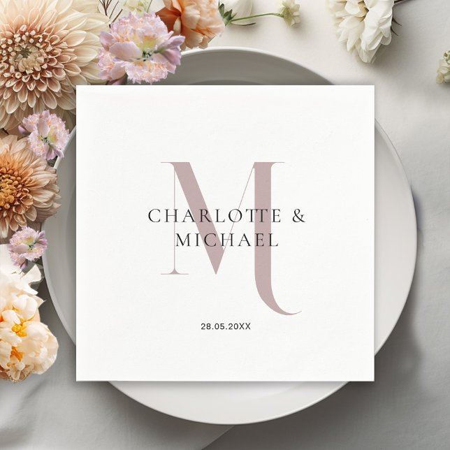 Simple, elegant, monogram wedding napkins (Customer specific, simple, elegant, royal, monogram wedding napkins.)