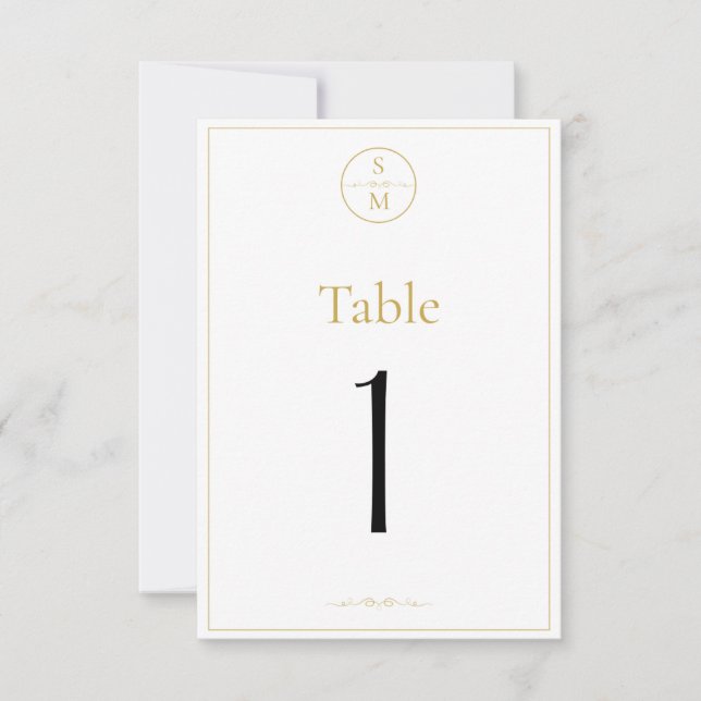 Simple Elegant Monogram Wedding Table Numbers (Front)
