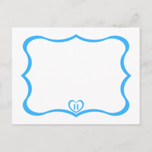 Simple Elegant Monogrammed Postcard #Blue
