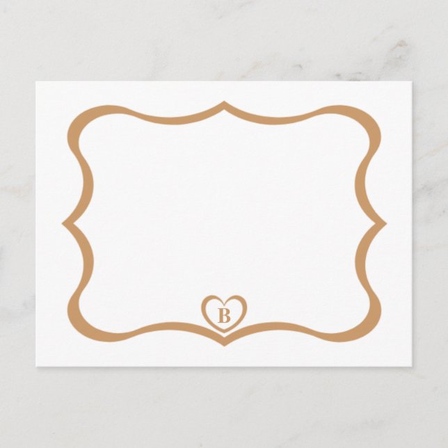 Simple Elegant Monogrammed Postcard #Gold (Front)