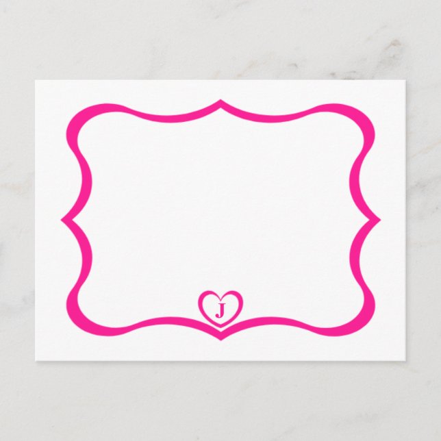 Simple Elegant Monogrammed Postcard #Pink (Front)